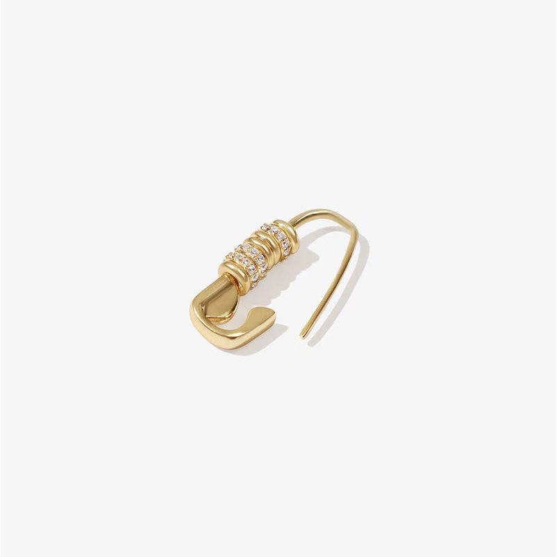 Gold Cassandra Safety Pin Earrings / Gold Plated Brass - Nina Kane Jewellery