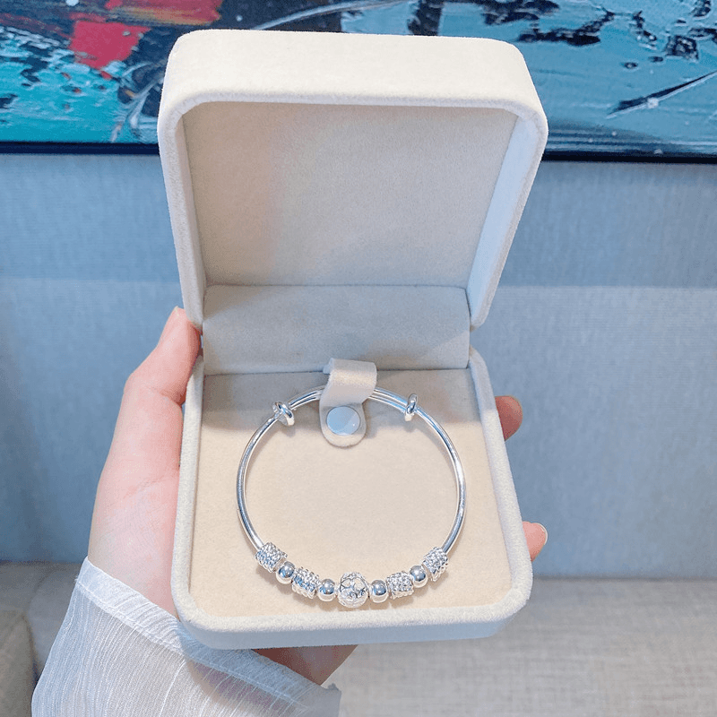 Catarina Beaded Bangle / 925 Sterling Silver - Nina Kane Jewellery