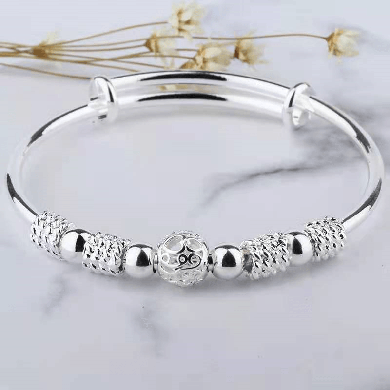 Catarina Beaded Bangle / 925 Sterling Silver - Nina Kane Jewellery