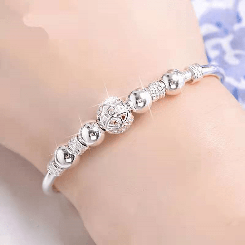 Catarina Beaded Bangle / 925 Sterling Silver - Nina Kane Jewellery
