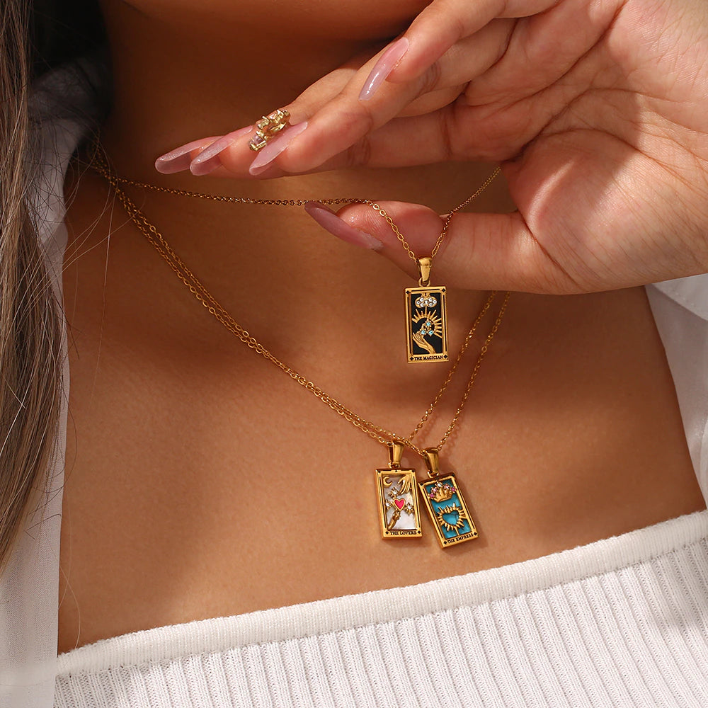 Evangeline Tarot Card Pendants / Stainless Steel - Nina Kane Jewellery