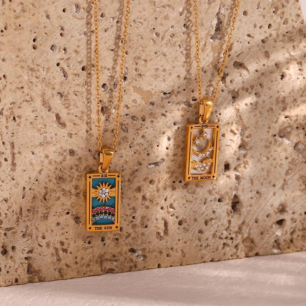 Evangeline Tarot Card Pendants / Stainless Steel - Nina Kane Jewellery