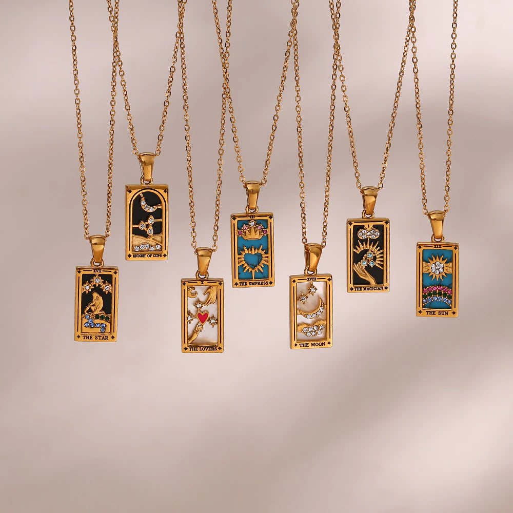 Evangeline Tarot Card Pendants / Stainless Steel - Nina Kane Jewellery