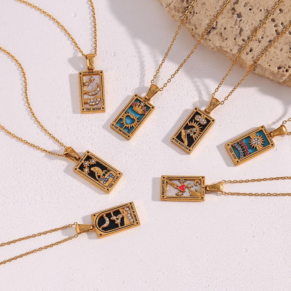 Evangeline Tarot Card Pendants / Stainless Steel - Nina Kane Jewellery