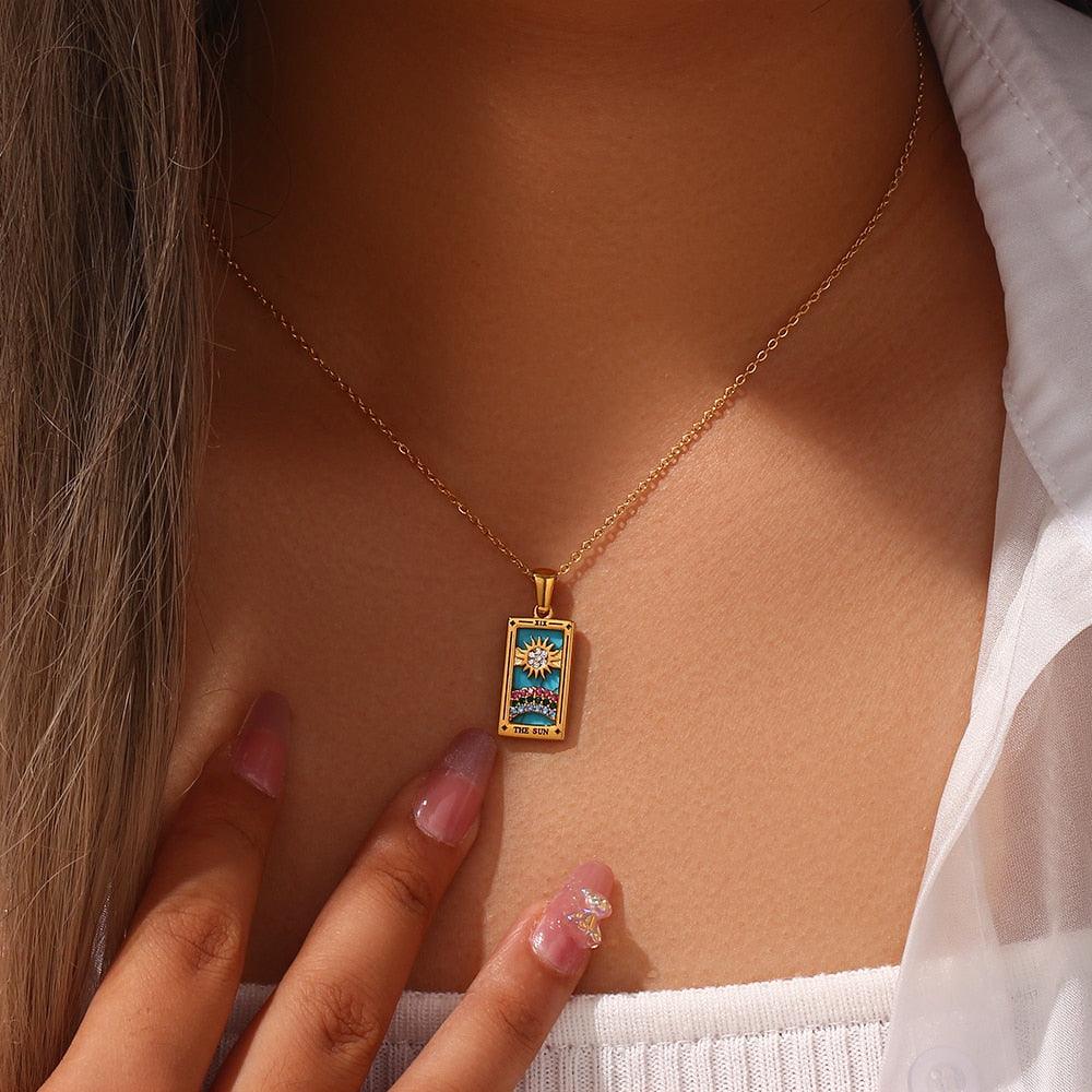 Evangeline Tarot Card Pendants / Stainless Steel - Nina Kane Jewellery