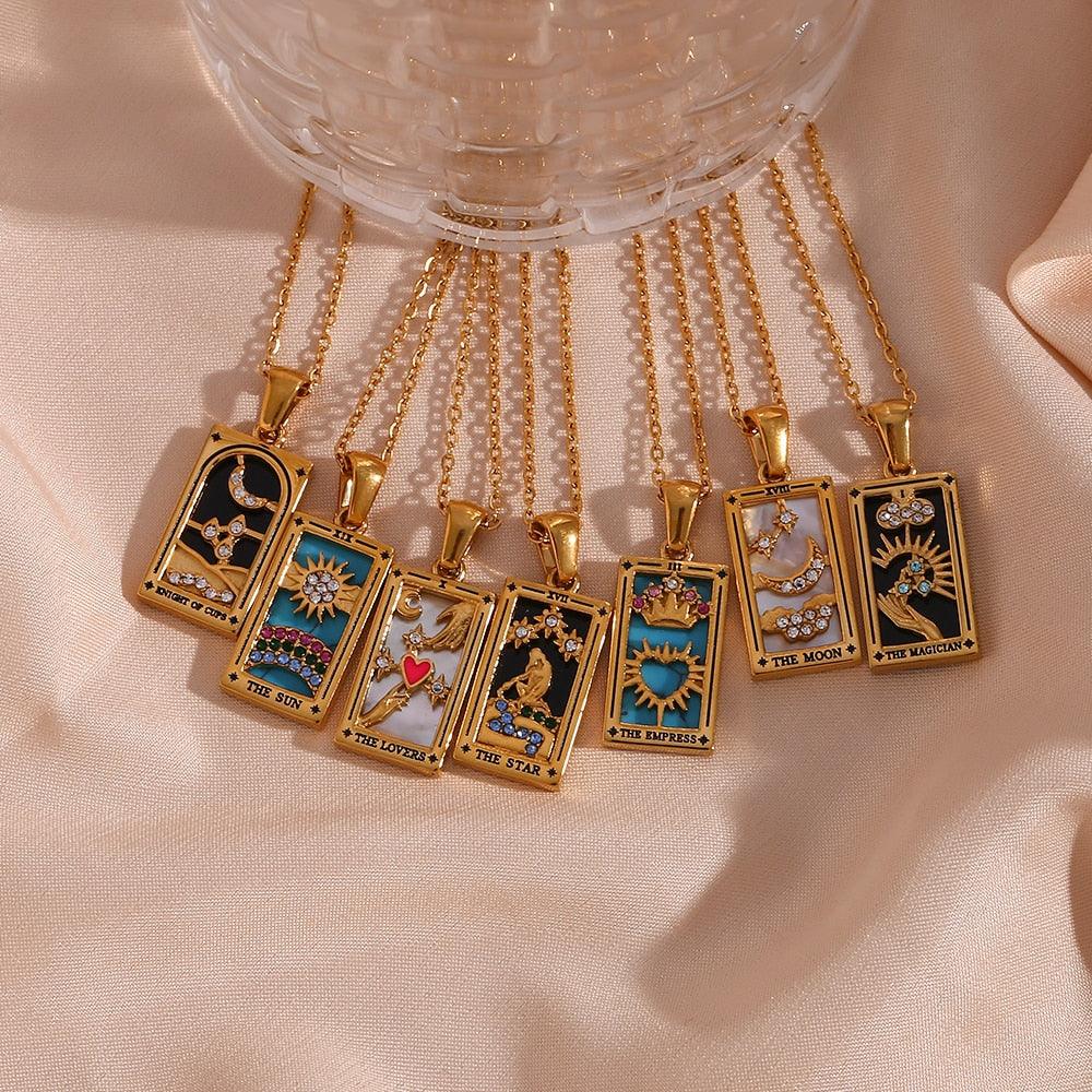 Evangeline Tarot Card Pendants / Stainless Steel - Nina Kane Jewellery