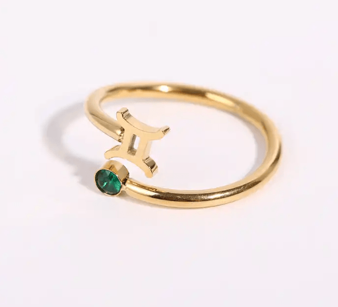 Star Sign & Birth Stone Rings / 18K Gold Plated - Nina Kane Jewellery
