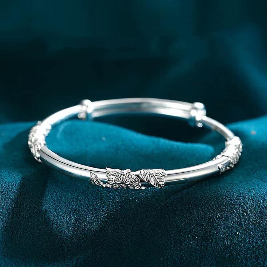 Hermione Inlaid Flower Bracelet / 925 Sterling Silver - Nina Kane Jewellery