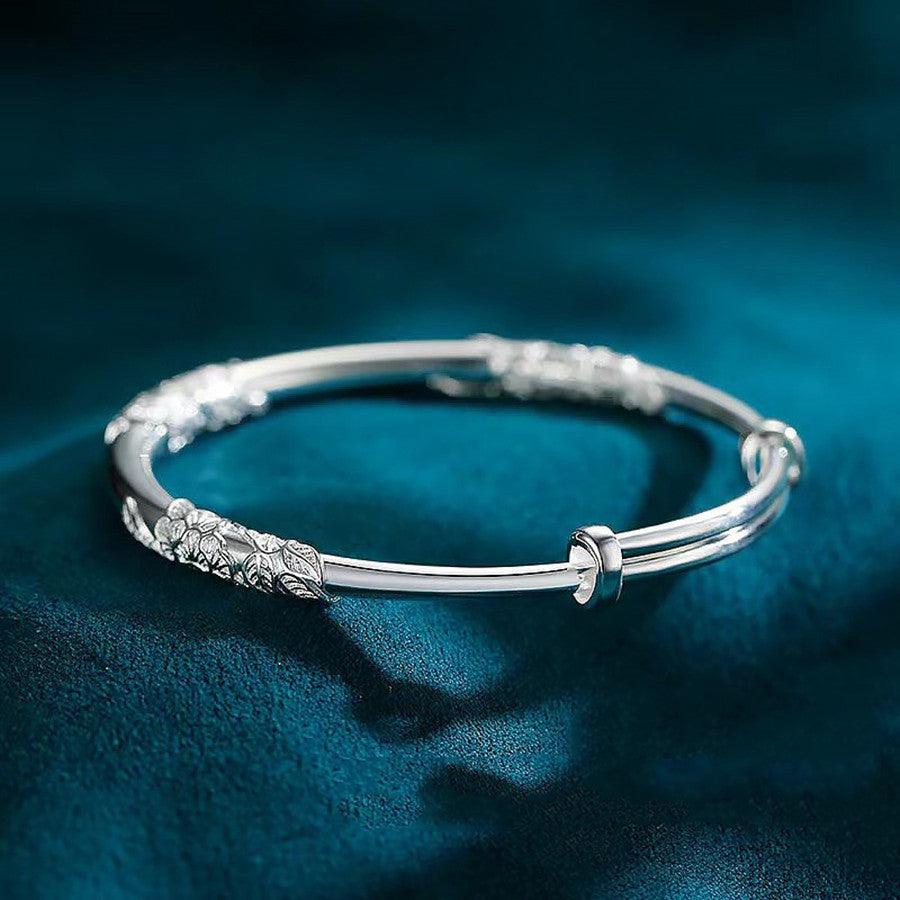 Hermione Inlaid Flower Bracelet / 925 Sterling Silver - Nina Kane Jewellery