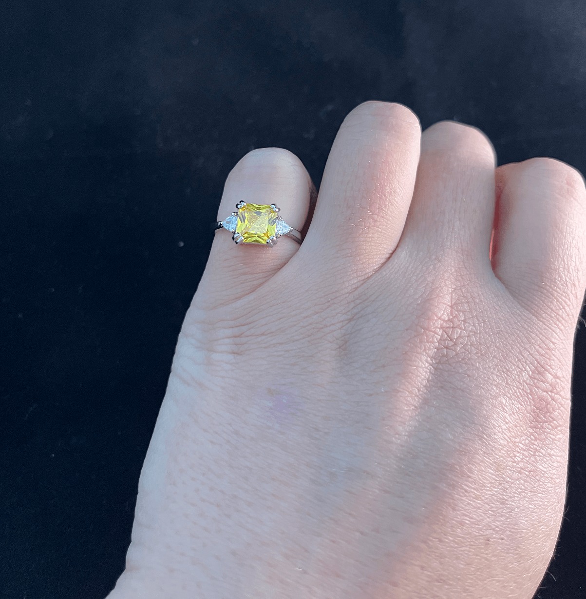 Miranda Princess Cut Moissanite Ring / 925 Sterling Silver - Nina Kane Jewellery
