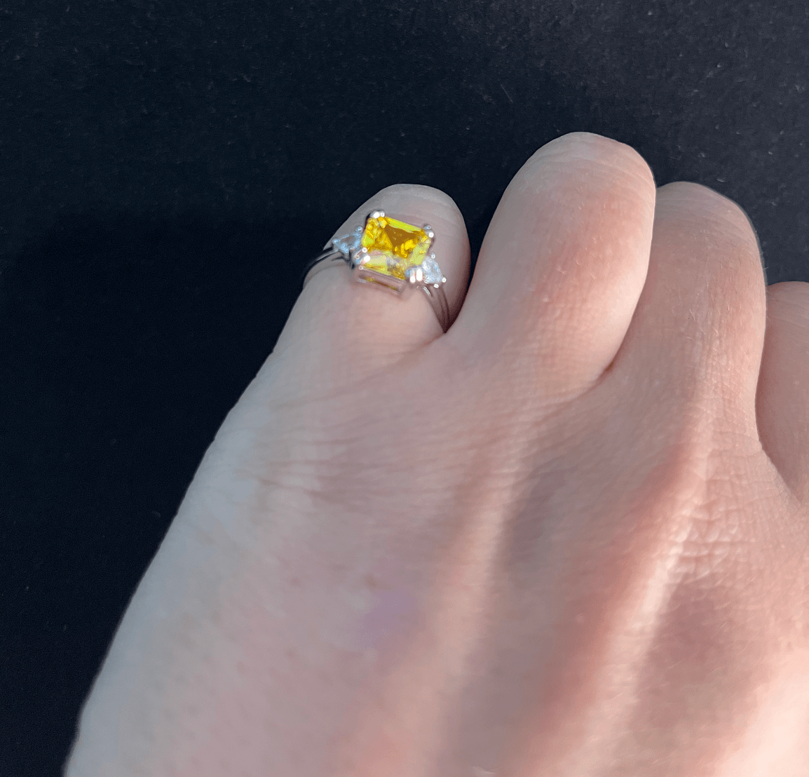 Miranda Princess Cut Moissanite Ring / 925 Sterling Silver - Nina Kane Jewellery