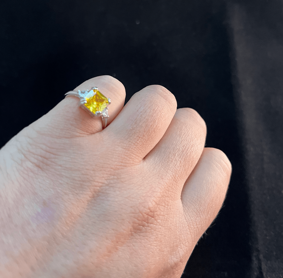 Miranda Princess Cut Moissanite Ring / 925 Sterling Silver - Nina Kane Jewellery