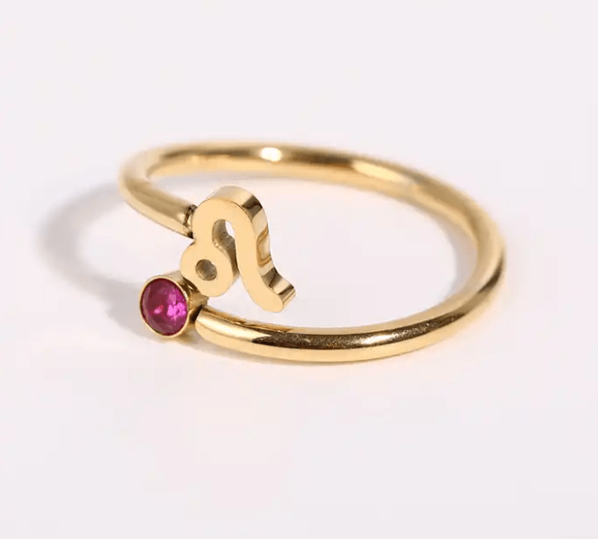 Star Sign & Birth Stone Rings / 18K Gold Plated - Nina Kane Jewellery