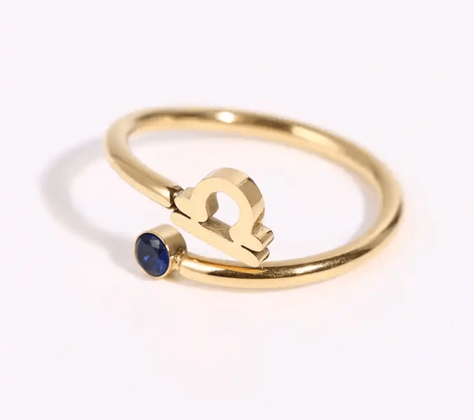 Star Sign & Birth Stone Rings / 18K Gold Plated - Nina Kane Jewellery
