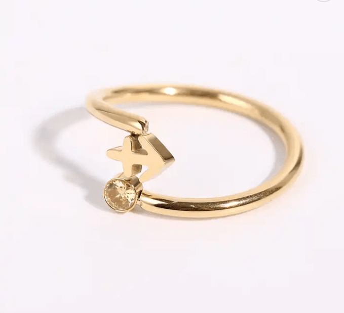 Star Sign & Birth Stone Rings / 18K Gold Plated - Nina Kane Jewellery