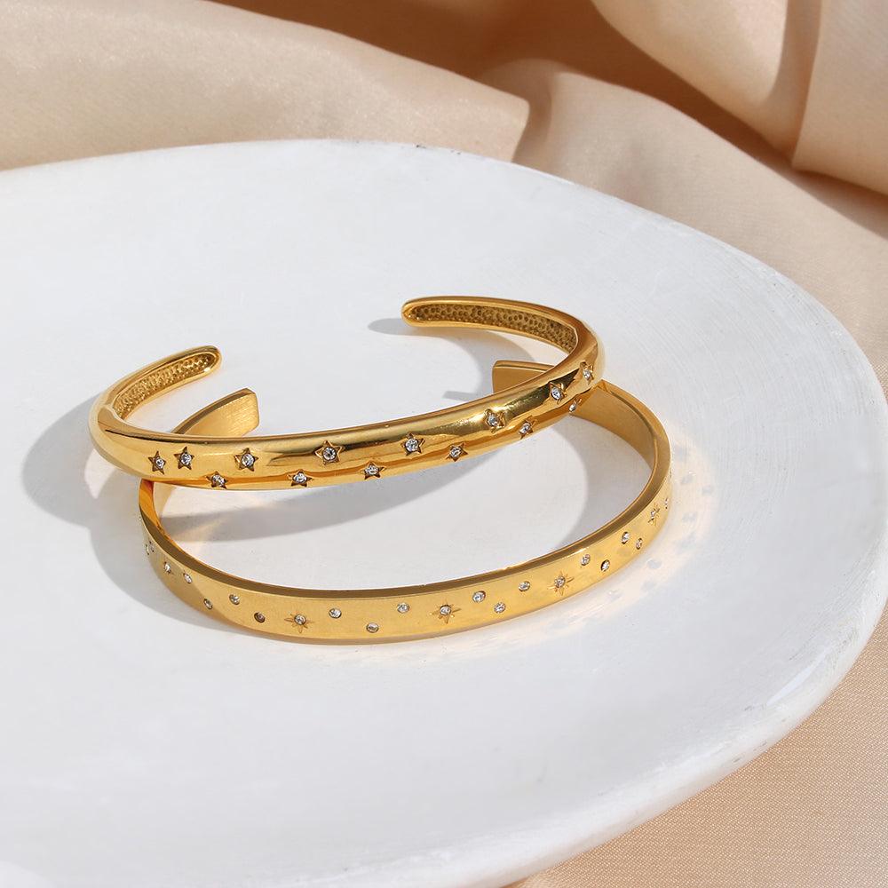 Tamara Star Studded Bangle / 18K God Plated - Nina Kane Jewellery