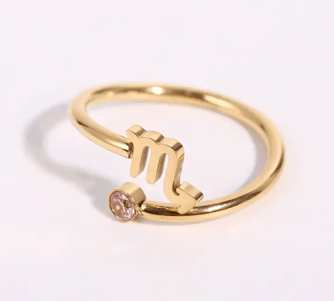 Star Sign & Birth Stone Rings / 18K Gold Plated - Nina Kane Jewellery