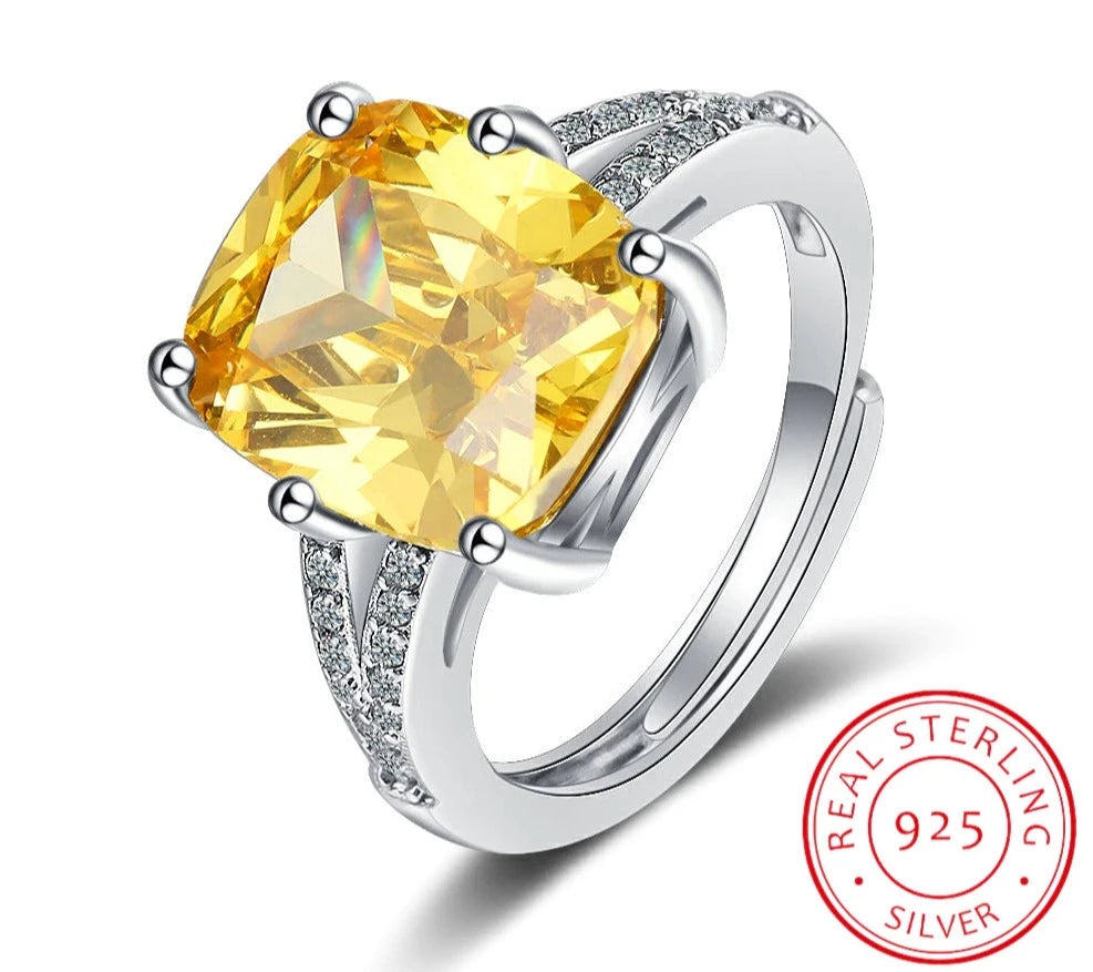 Tabitha Citrine Moissanite Ring / 925 Sterling Silver - Nina Kane Jewellery