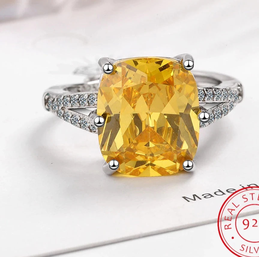Tabitha Citrine Moissanite Ring / 925 Sterling Silver - Nina Kane Jewellery