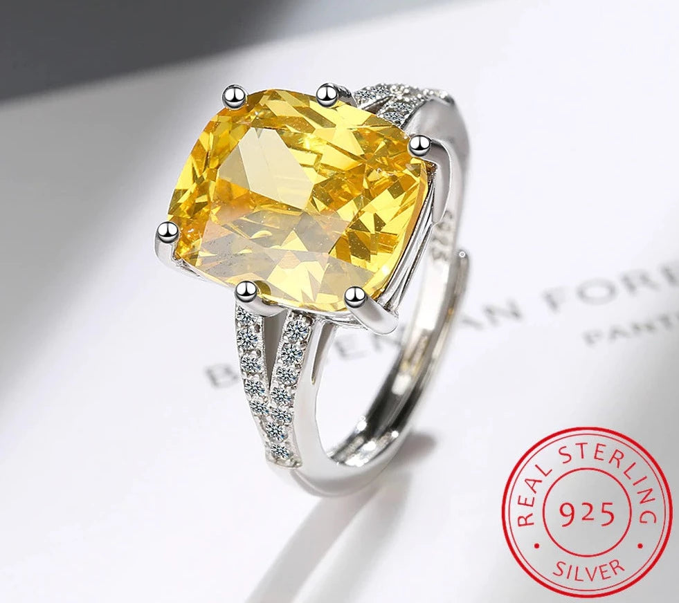 Tabitha Citrine Moissanite Ring / 925 Sterling Silver - Nina Kane Jewellery