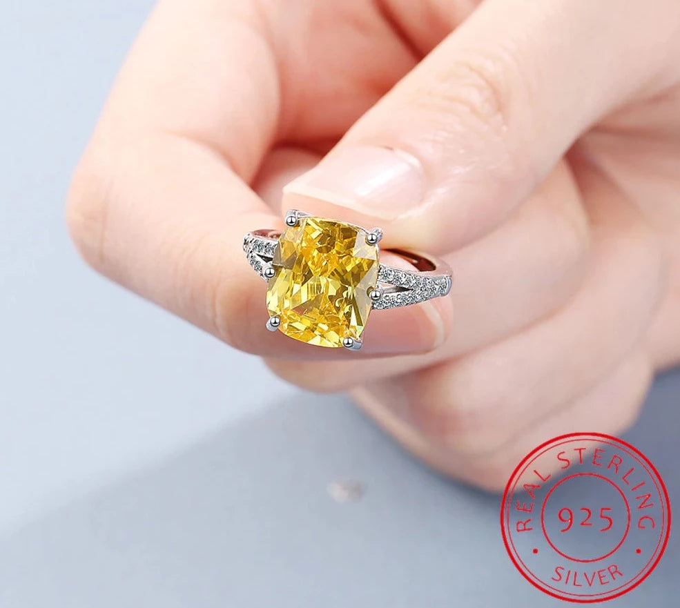 Tabitha Citrine Moissanite Ring / 925 Sterling Silver - Nina Kane Jewellery