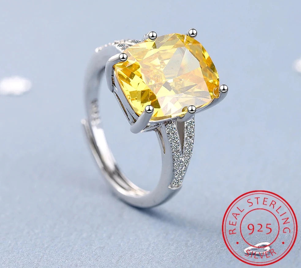 Tabitha Citrine Moissanite Ring / 925 Sterling Silver - Nina Kane Jewellery
