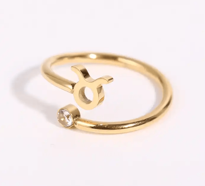 Star Sign & Birth Stone Rings / 18K Gold Plated - Nina Kane Jewellery