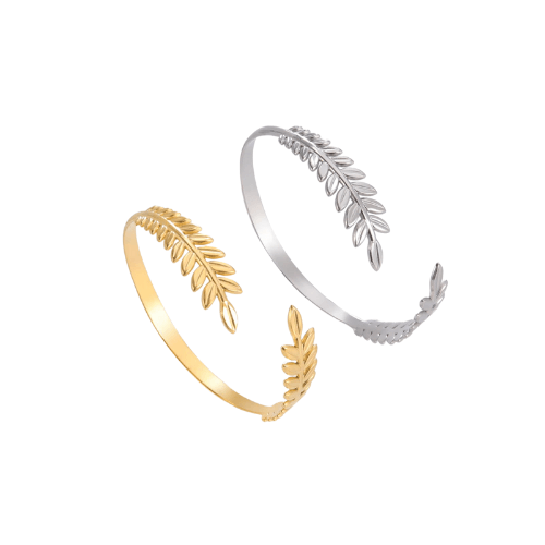 Abigail Olive Branch Bangles / Stainless Steel - Nina Kane Jewellery
