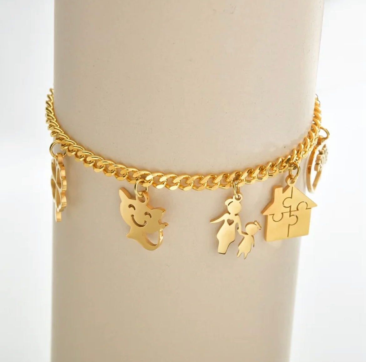 Julia Gold Charm Bracelet / Stainless Steel - Nina Kane Jewellery