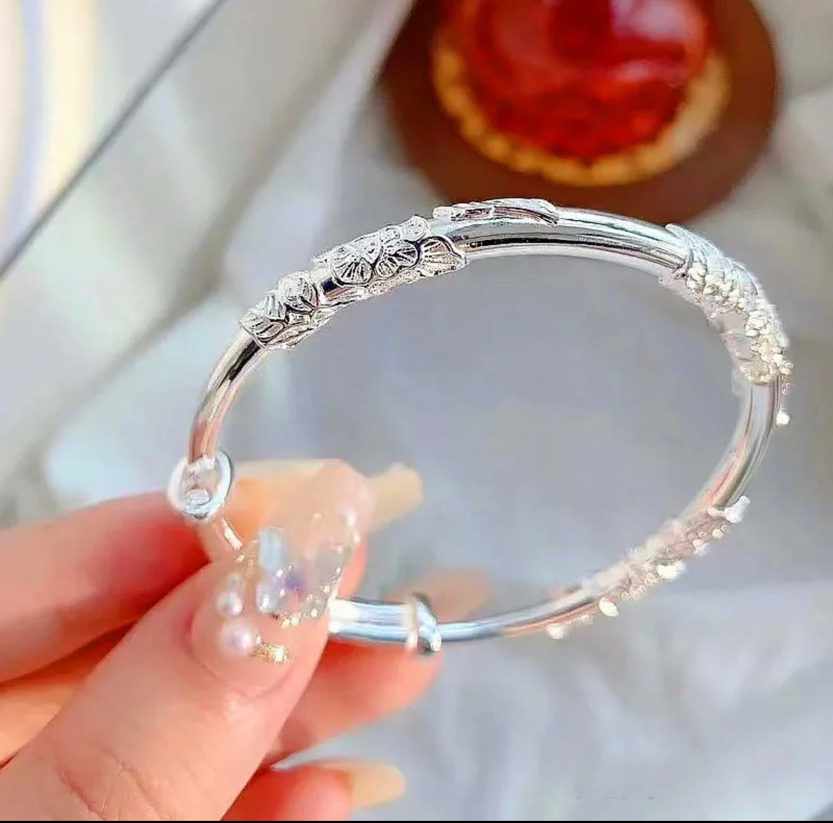 Hermione Inlaid Flower Bracelet / 925 Sterling Silver - Nina Kane Jewellery