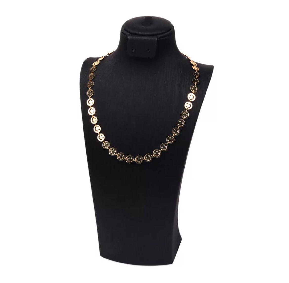 Gold Danika Smiley Face Necklace / Stainless Steel - Nina Kane Jewellery