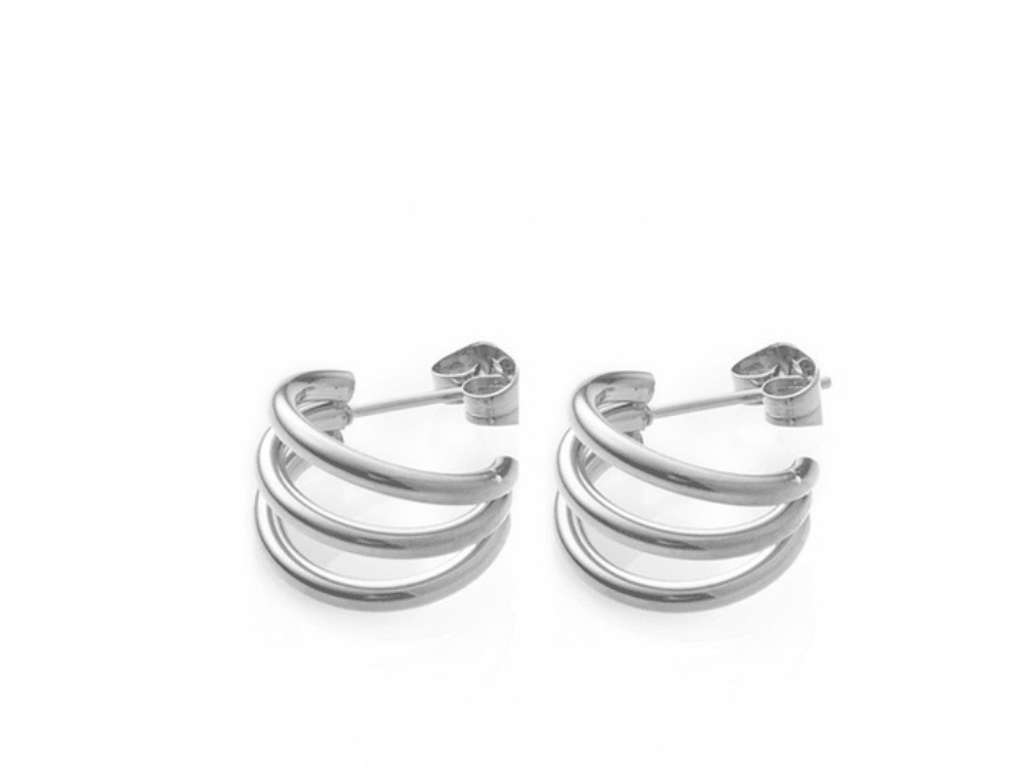 Holly Triple Hoop Earrings / Stainless Steel - Nina Kane Jewellery