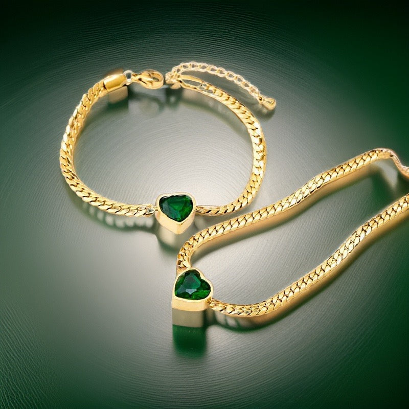 JoJo Chunky Heart Bracelets / 18K Gold Plated - Nina Kane Jewellery