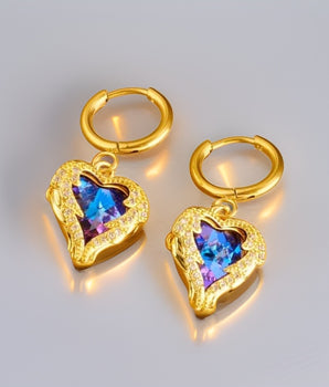 Trinity Ocean Heart Earrings / Stainless Steel - Nina Kane Jewellery