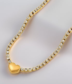 Nessa Heart Tennis Necklace / Stainless Steel - Nina Kane Jewellery