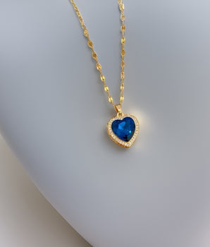 Yasmin Blue Heart Pendant / Stainless steel - Nina Kane Jewellery