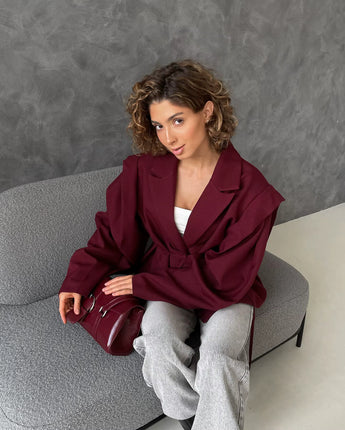 Caroline Oversized Belted Blazer - Nina Kane Jewellery