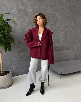 Caroline Oversized Belted Blazer - Nina Kane Jewellery