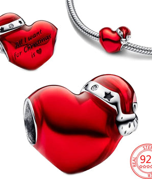 The Christmas Heart Charm / 925 Sterling Silver - Nina Kane Jewellery