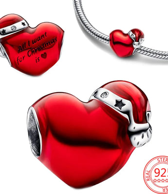 The Christmas Heart Charm / 925 Sterling Silver - Nina Kane Jewellery