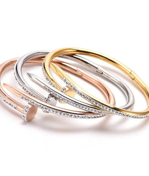 Sparkling Zircon Nail Bangle / Stainless Steel