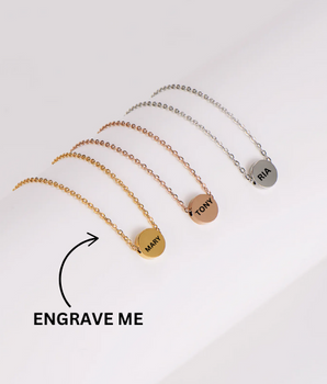 Melanie Round Engravable Pendants / 18K Gold Plated - Nina Kane Jewellery