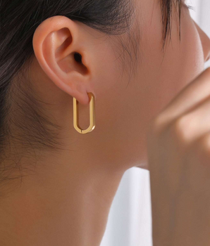 Lorren Classic U Shape Hoops / 18K Gold Plated - Nina Kane Jewellery