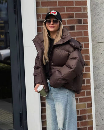 Leila Brown Puffer Jacket - Nina Kane Jewellery