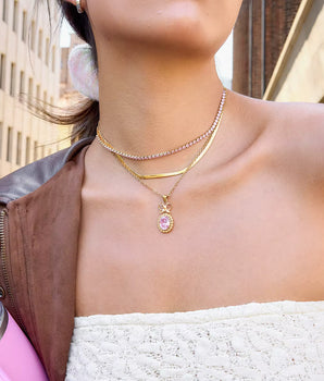 The Liberty Pink Necklace / 18K Gold Plated - Nina Kane Jewellery