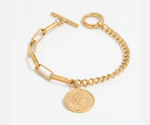 Bethany Coin Charm Bracelet / 18K Gold Plated - Nina Kane Jewellery