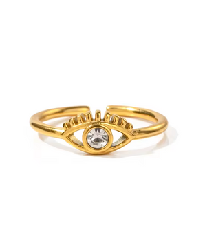 Felicia Evil Eye Ring / 18K Gold Plated - Nina Kane Jewellery