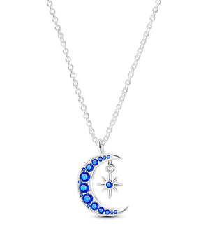 The Blue Moom & Star Necklace / 925 Sterling Silver