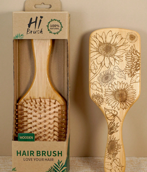 Sunflower Bamboo Paddle Hair Brush - Nina Kane Jewellery