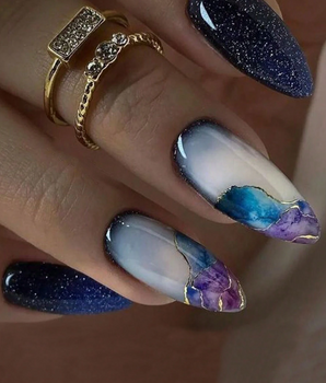 Blue Marble Pattern Press on Nails / 24 Pack - Nina Kane Jewellery